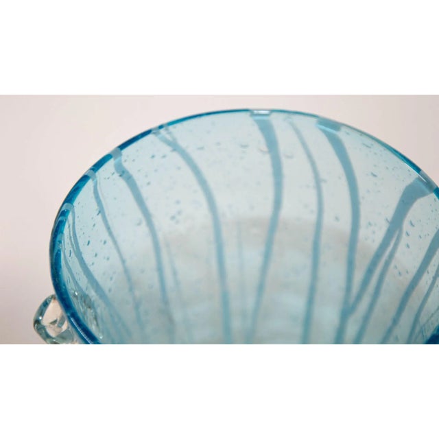 Late 20th Century 1970s Vintage Italian Murano Venini Venetian Art Glass Ice Bucket Blue and White For Sale - Image 5 of 12