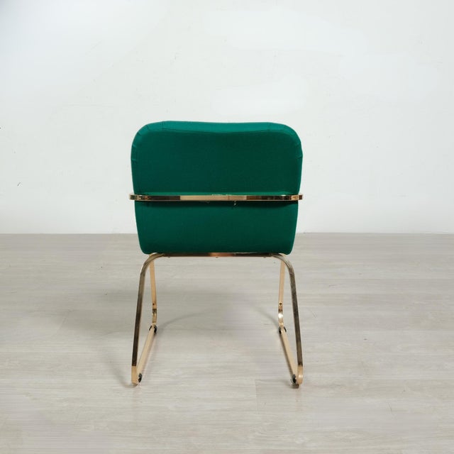 Vintage Poker Chairs in Green Fabric, Set of 4 For Sale - Image 9 of 14