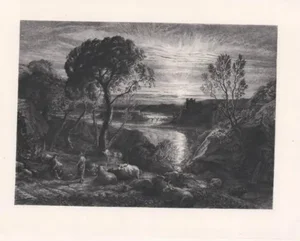 1883 Samuel Palmer Engraving of Watercolor From Eclogues of Virgil