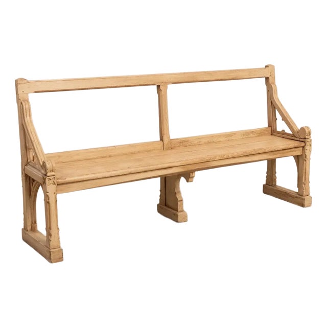 1920s French Carved Wood Bench With Back For Sale