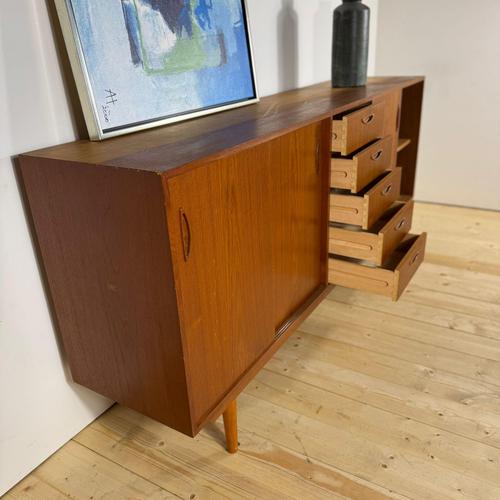 Mid-Century Modern Danish Teak Sideboard with Drawers and Sliding Doors, 1960s For Sale - Image 3 of 9