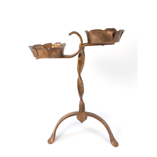 Early 20th Century Antique Arts & Crafts Copper Double Pricket Candlestick, C. 1900–1930, Brutalist Style For Sale - Image 5 of 18