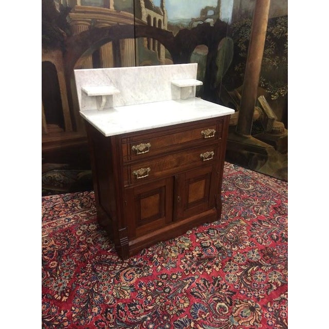 Antique Victorian Washstand Cabinet, Marble Top For Sale - Image 4 of 13