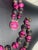 Metal MCM Jewelry Hot Pink Lava Bead Necklace and Earrings Demi-Parure For Sale - Image 7 of 7