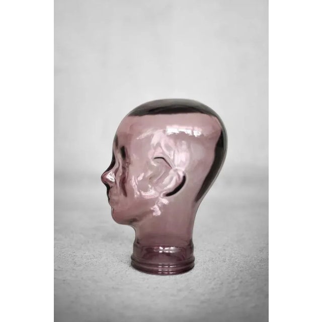 Glass German Mid-Century Modern Pink Glass Head, 1970s For Sale - Image 7 of 8