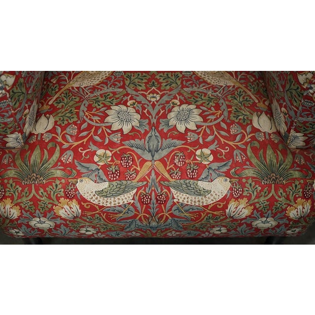 Red Modern Strawberry Thief Fabric Library Lounge Chair from William Morris For Sale - Image 8 of 18
