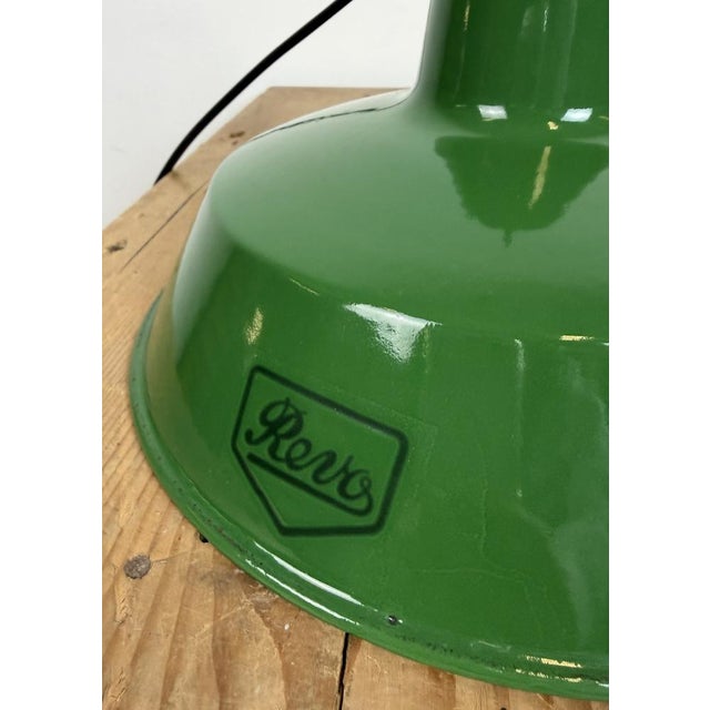 Industrial Green Enamel Factory Pendant Lamp from Revo, 1950s For Sale - Image 12 of 17