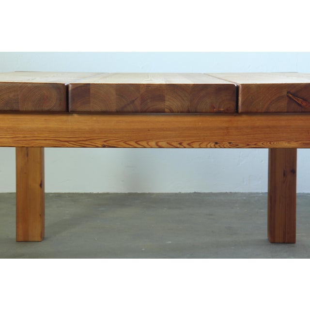Wood Danish Chunky Pine Wood Coffee Table, 1970 For Sale - Image 7 of 18