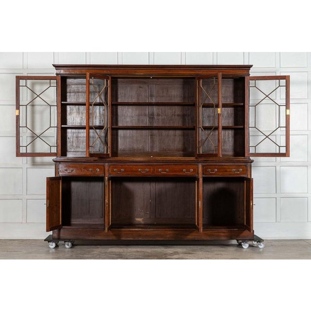 Circa 1890 large 19thc english inlaid mahogany maple & co library bookcase together w237 x d47 x h203.5 cm base w234 x d47...