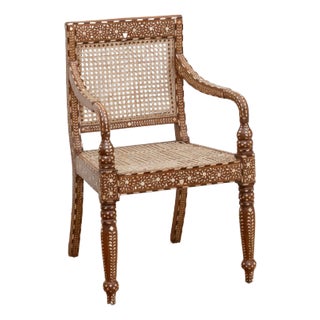 Beautifully Inlaid Anglo Indian Armchair For Sale