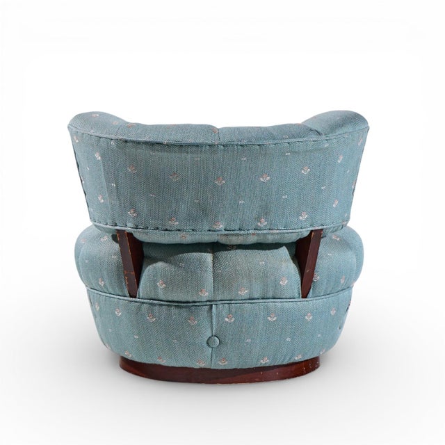 Dunbar Style Mid Century Swivel Pouf Lounge Chairs - Pair For Sale - Image 9 of 12