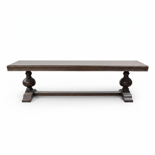 Mid-Century Modern 1990s Transitional Style Solid Wood 67" Long Backless Vintage Bench For Sale - Image 3 of 4