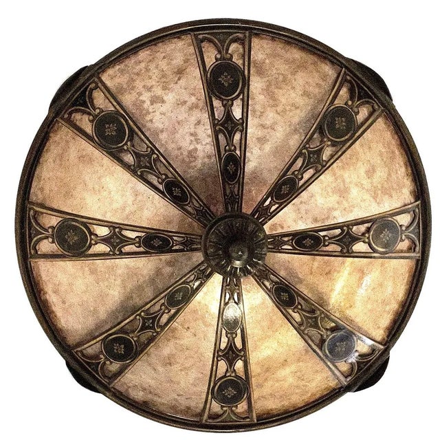 Metal Contemporary Renaissance Inspired Iron & Mica "Avignon" Pendant by Fine Art Lamps For Sale - Image 7 of 13