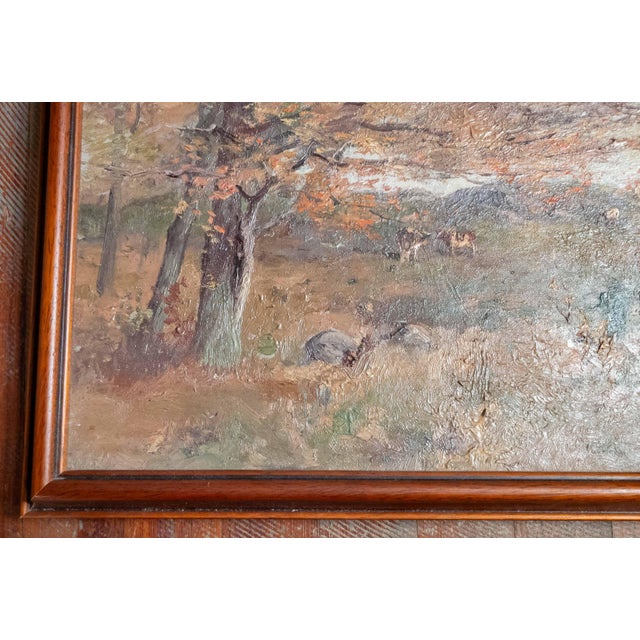 20th Century American Impressionist Barbizon School Landscape With Cows by Elizabeth Hunt Barrett For Sale - Image 9 of 14