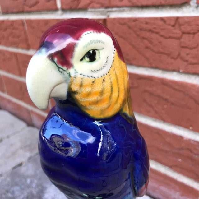 Vintage Glazed Ceramic Parrot Figurine For Sale In Chicago - Image 6 of 10