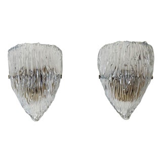 Murano Glass and Bronze Wave Sconces attributed to Kalmar, Italy, 1960s, Set of 2 For Sale