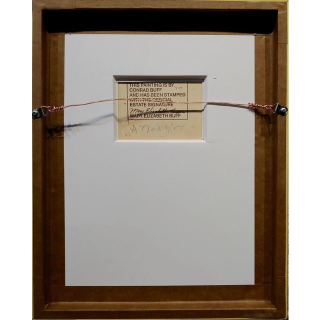 Metal Conrad Buff - Hard Edge in Yellow, Black & Blue -Modernist Oil Painting For Sale - Image 7 of 8