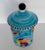 Whimsical Italian hand-painted ceramic cookie jar in the manner of La Musa Ceramiche. The cerulean blue glaze is accented...