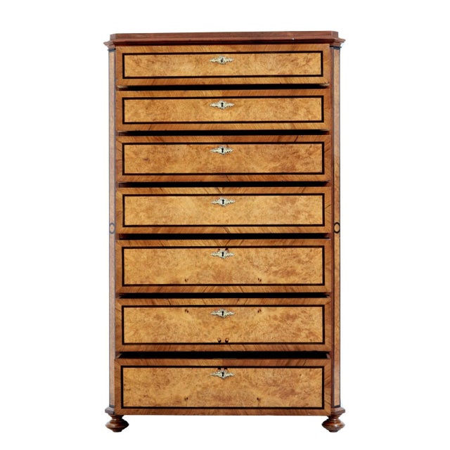 Tall Antique Chest of Drawers in Burr Walnut For Sale - Image 5 of 10