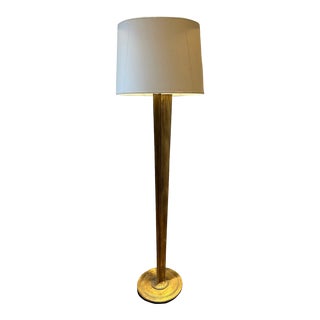 Visual Comfort Tall Floor Lamp, Gilded Iron Finish, Oval Shade Included For Sale