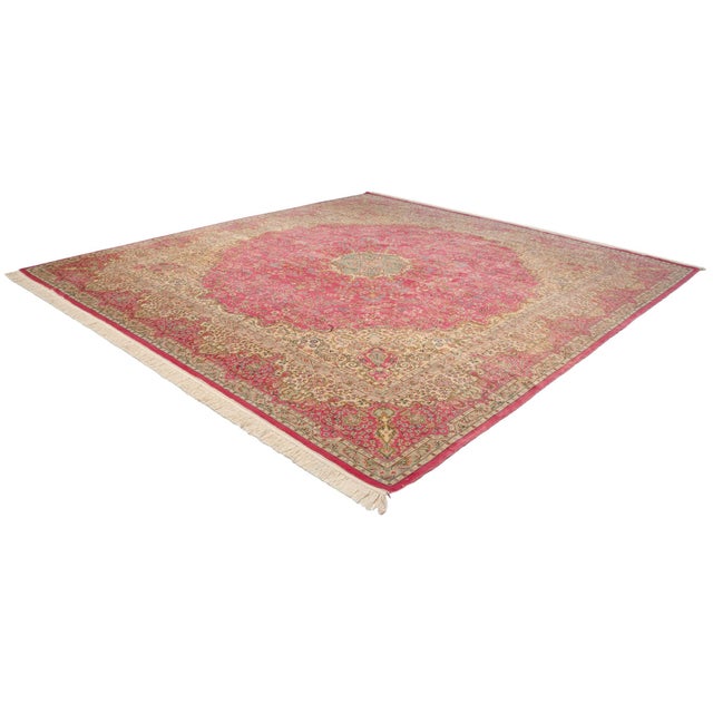 Traditional Vintage Bulgarian Kerman Design Square Carpet - 12' x 12'4" For Sale - Image 3 of 11