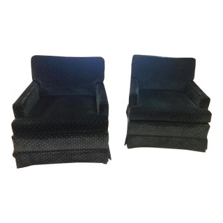 1980s Vintage Woodmark Originals Black Velvet Arm Chairs - a Pair For Sale