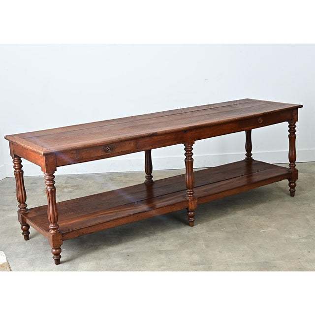 French 19th Century Solid Oak Drapery Table For Sale - Image 11 of 12