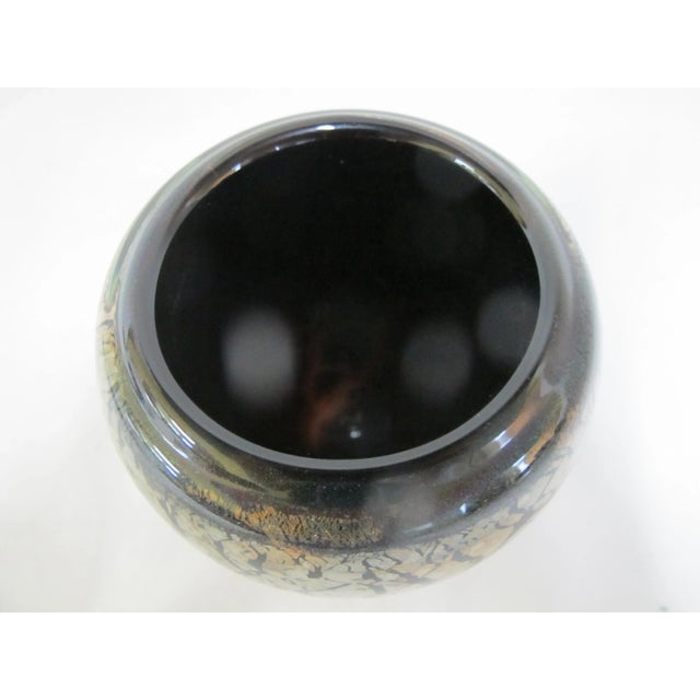 American Rrobert Malone Modern Organic Earthy Crackle Glass Studio Art Paperweight Vase For Sale - Image 3 of 9