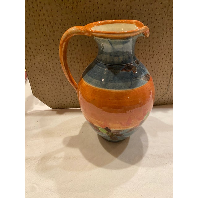 1980s French Provence Multi-Color Glazed Decorative Ceramic Pitcher For Sale - Image 4 of 10