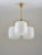 Large Chandelier in Brass and Opaline Glass attributed to Høvik Lys, Norway, 1950s For Sale - Image 3 of 10
