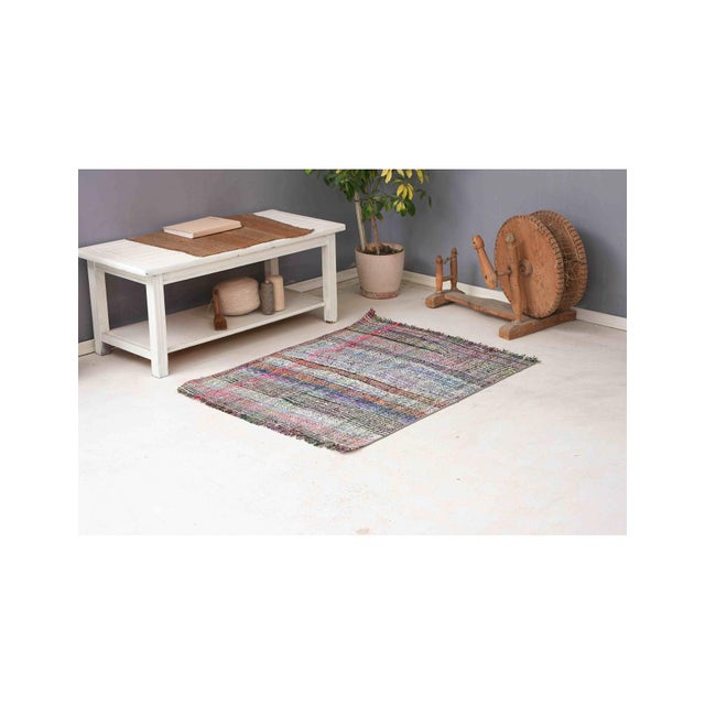 Vintage Small Turkish Rag Rug - 3`4″ X 4`5″ Ft For Sale In Los Angeles - Image 6 of 6