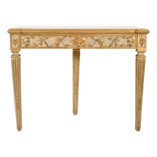 Italian Painted Giltwood Marble-Top Console / Entry Table Italian, Early to Mid- For Sale