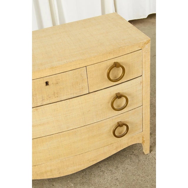 Late 20th Century Karl Springer Style Raffia Grasscloth Clad Commode Chest For Sale - Image 5 of 13