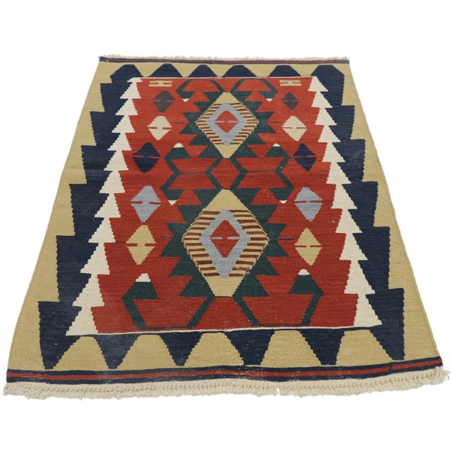 Tribal Vintage Persian Shiraz Kilim Rug - 03'00 X 04'02 For Sale - Image 3 of 9