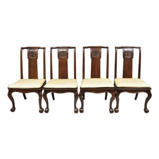 Vintage Drexel Heritage Oriental Ming Treasures Mahogany Dining Chair - Set of 4 For Sale