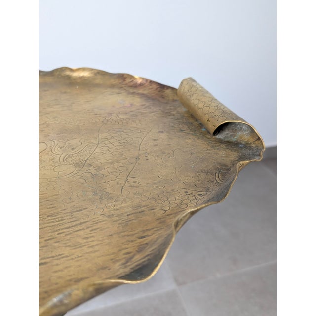 This table reflects the Japanese Art Nouveau movement of the 1920s, cast in bronze and brass and finished with hand-...