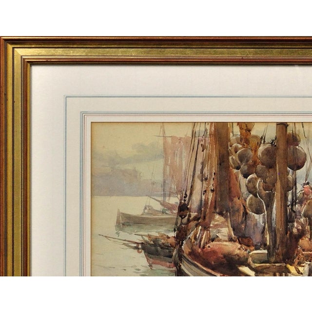 19th Century Frances Emily Nesbitt, A Moray Firth Zulu Fishing Boat Unloading Herring in Whitby, 1893, Watercolor, Framed For Sale - Image 5 of 18