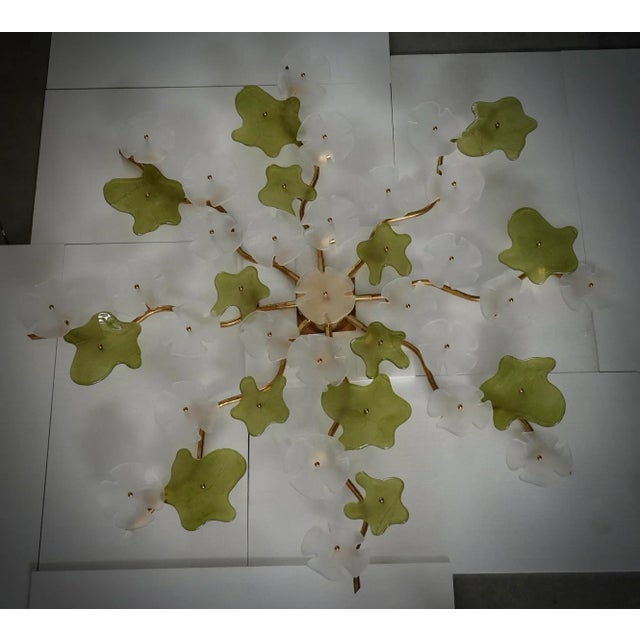 Mid-Century Modern Mid-Century Murano Art Glass and Brass Chandelier, 1980s For Sale - Image 3 of 10