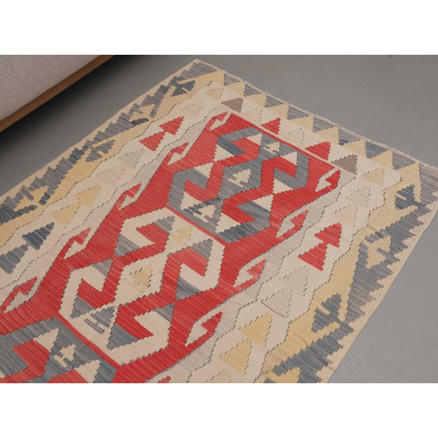 Red 1970s Vintage Handmade Wool Cotton Red Area Rug For Sale - Image 8 of 11