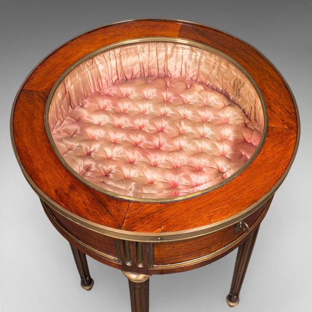 Antique Bijouterie Table, French Kingwood, Brass Glazed Vitrine, Victorian, 1870 For Sale - Image 9 of 12