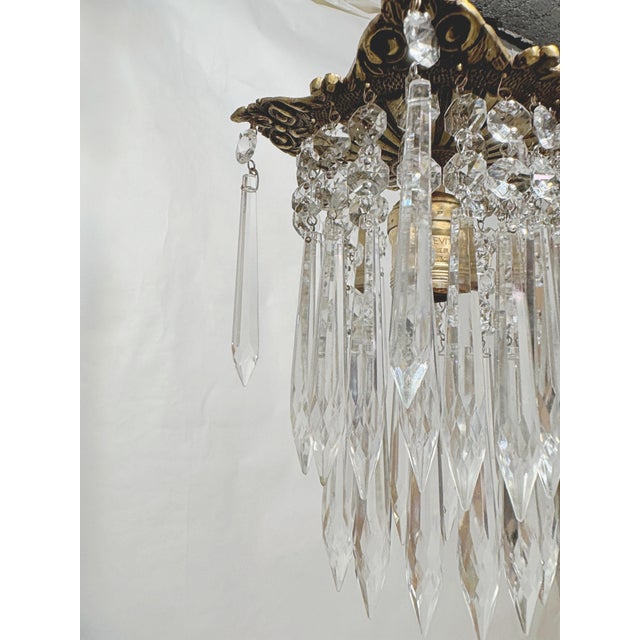 Metal Vintage Italian Brass Upside Down Layered Cake Chandelier For Sale - Image 7 of 8