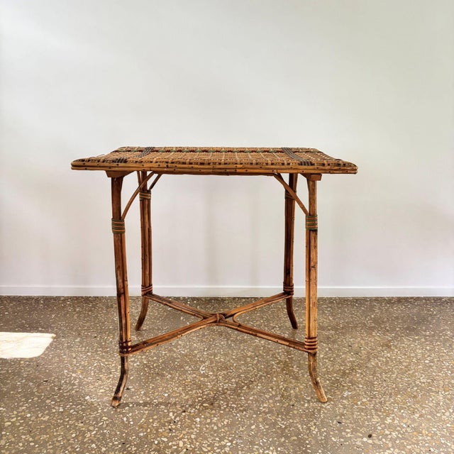 Beautiful French, bamboo and cane (bistro) table, from the 1st half 20th century. This is an original, old one. Very nice...
