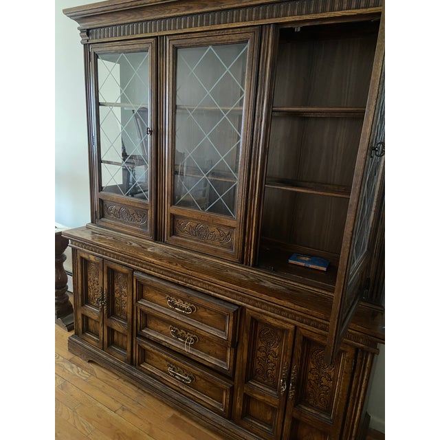 Mid-Century Modern 1960s Mid-Century Solid Wood Oak China Cabinet Hutch For Sale - Image 3 of 4