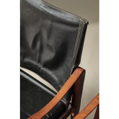 Safari Lounge Chairs in Black Leather and Ash attributed to Kaare Klint for Rud. Rasmussen, 1950s, Set of 2 For Sale - Image 9 of 18