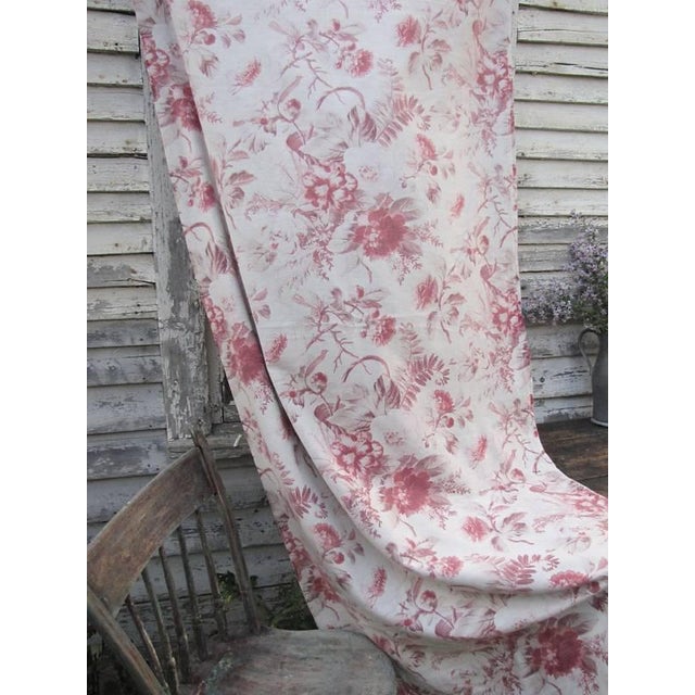 Fabric Shabby Chic Antique French Faded Floral Curtain Panel C1900