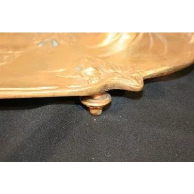 Metal Antique French Art Nouveau Gilt Bronze Inkwell Signed A. Marionnet Depose For Sale - Image 7 of 11