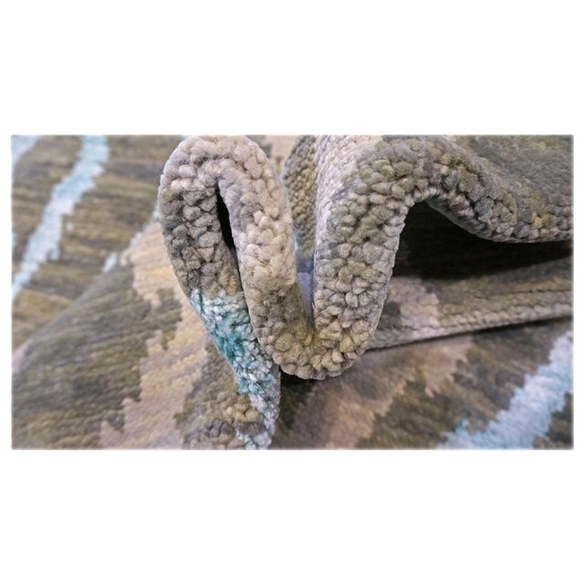 Nepalese Modern Magnolia Wool & Silk 9x12 Green, Blue & Grey Handmade Area Rug #9902959 For Sale In Houston - Image 6 of 7