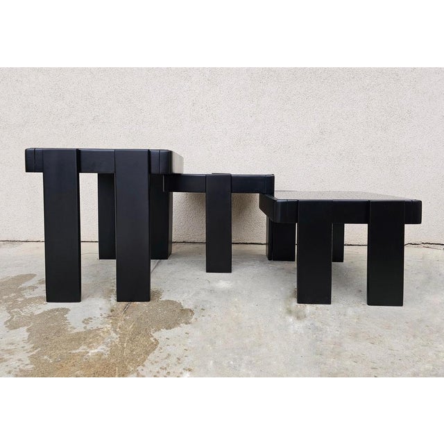Wood Mid-Century Modern Nesting Tables attributed to Gianfranco Frattini, Yugoslavia, 1960s, Set of 3 For Sale - Image 7 of 11