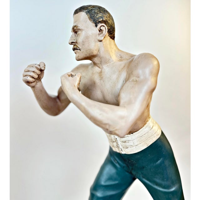 John L. Sullivan & James J. Corbett, American Painted in Color Boxer Sculptures, Boston Strong Boy by Arthur Waagen, c.1895, Set of 2 For Sale - Image 15 of 18