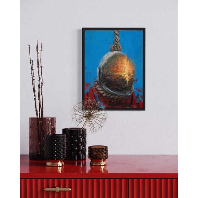 Early 21st Century Don't Hang Out too Much by Andreas Claussen | Oil on canvas Abstract depiction of a helmeted figure. For Sale - Image 5 of 5